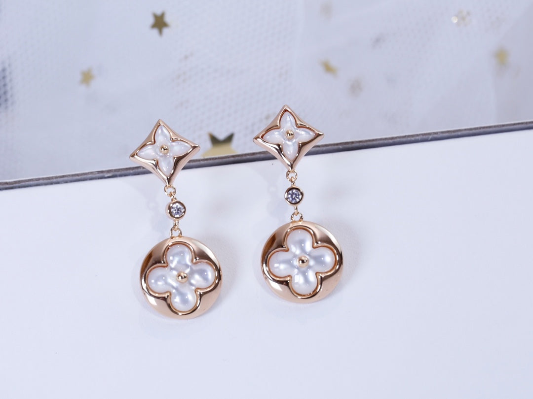[⭐Hevara Jewelry]STAR AND SUN PINK GOLD MOP DROP EARRINGS