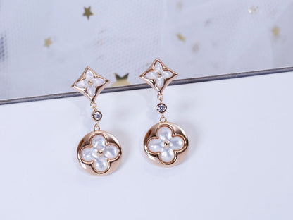 [⭐Hevara Jewelry]STAR AND SUN PINK GOLD MOP DROP EARRINGS