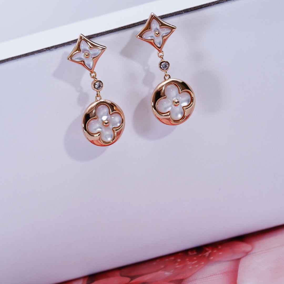 [⭐Hevara Jewelry]STAR AND SUN PINK GOLD MOP DROP EARRINGS