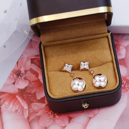 [⭐Hevara Jewelry]STAR AND SUN PINK GOLD MOP DROP EARRINGS