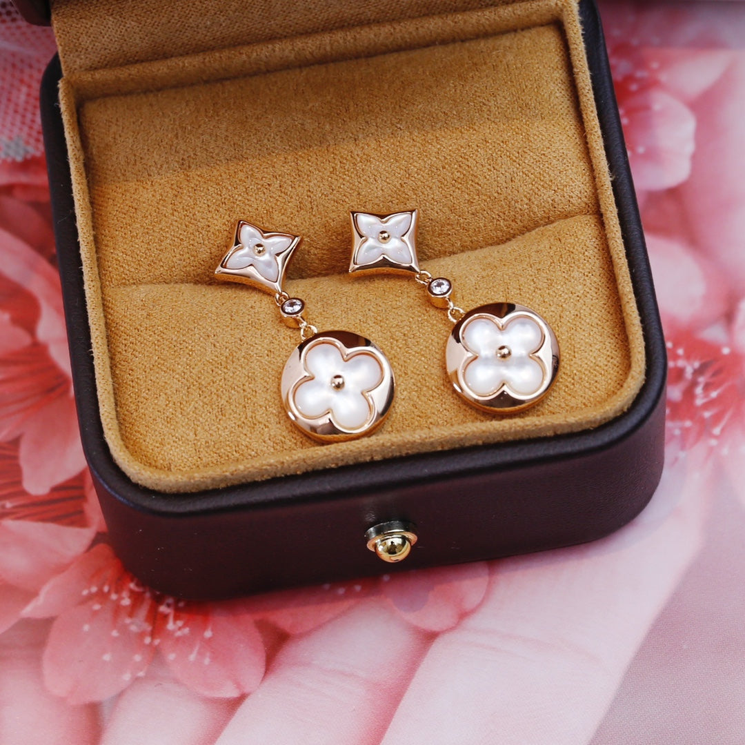 [⭐Hevara Jewelry]STAR AND SUN PINK GOLD MOP DROP EARRINGS