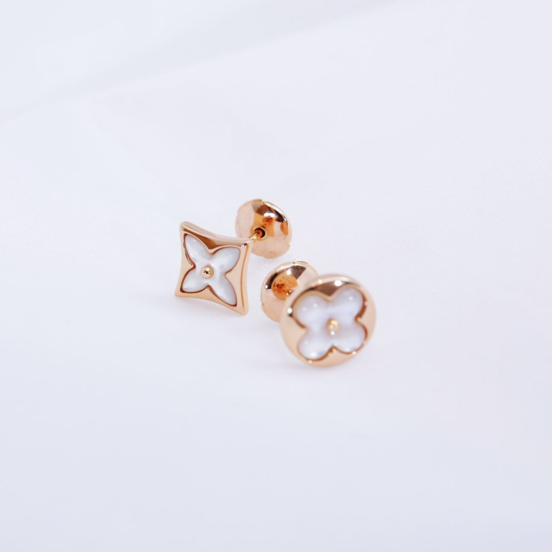 [⭐Hevara Jewelry]STAR AND SUN PINK GOLD MOP STUD EARRINGS