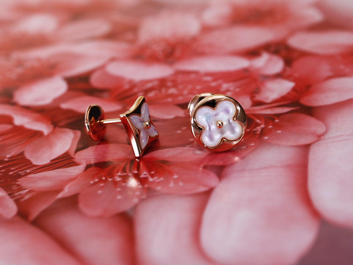 [⭐Hevara Jewelry]STAR AND SUN PINK GOLD MOP STUD EARRINGS