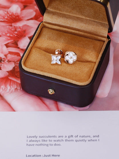 [⭐Hevara Jewelry]STAR AND SUN PINK GOLD MOP STUD EARRINGS