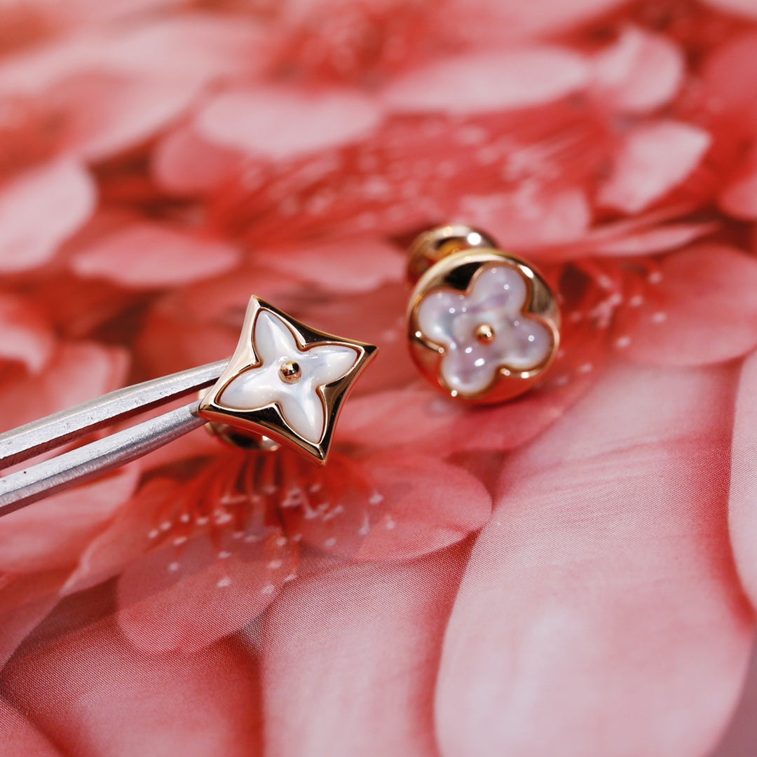[⭐Hevara Jewelry]STAR AND SUN PINK GOLD MOP STUD EARRINGS