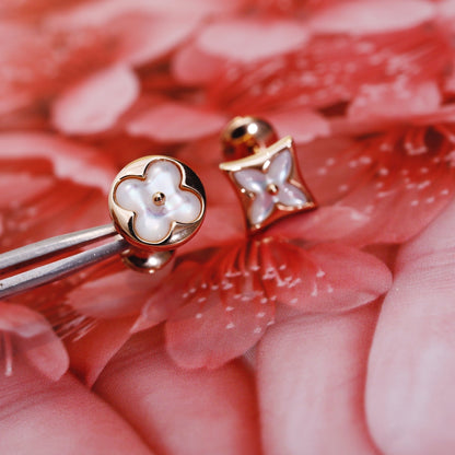 [⭐Hevara Jewelry]STAR AND SUN PINK GOLD MOP STUD EARRINGS