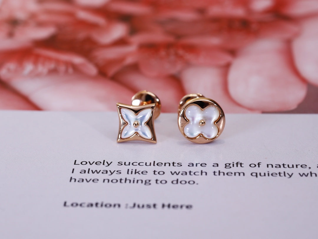 [⭐Hevara Jewelry]STAR AND SUN PINK GOLD MOP STUD EARRINGS