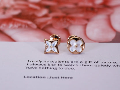 [⭐Hevara Jewelry]STAR AND SUN PINK GOLD MOP STUD EARRINGS