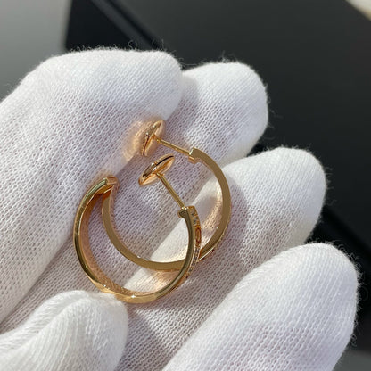 [⭐Hevara Jewelry]LOVE DIAMOND PINK GOLD HOOP EARRINGS