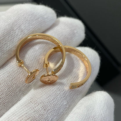[⭐Hevara Jewelry]LOVE DIAMOND PINK GOLD HOOP EARRINGS