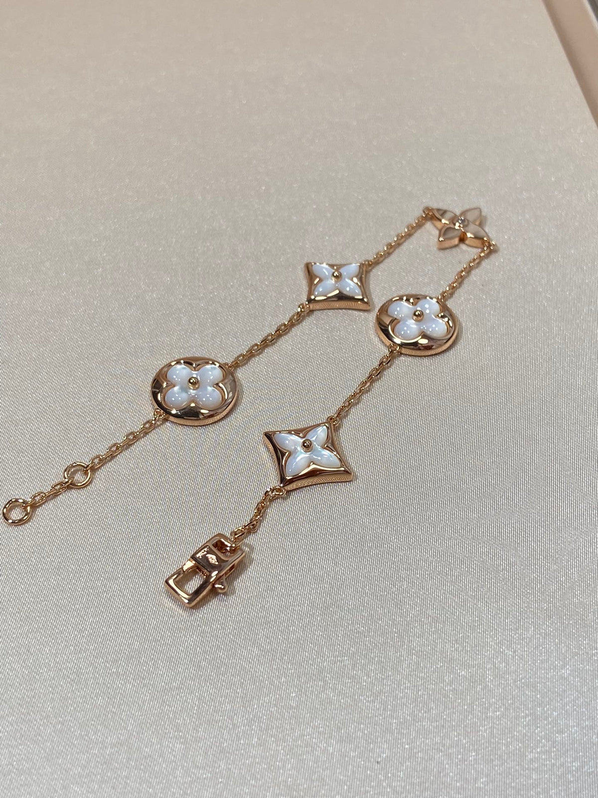 [⭐Hevara Jewelry]STAR AND SUN 5 MOTIF MOP PINK GOLD BRACELET