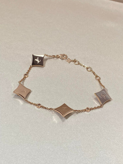 [⭐Hevara Jewelry]STAR 4 MOTIF MOP DIAMOND PINK GOLD BRACELET