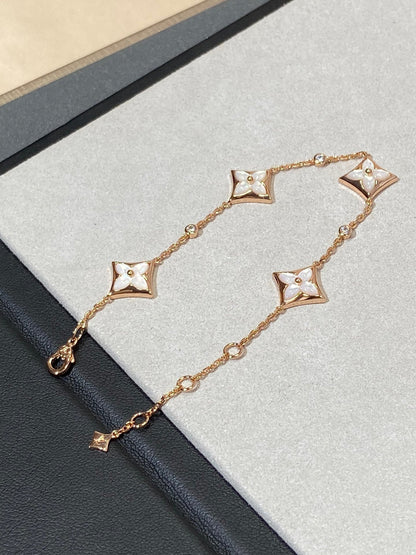 [⭐Hevara Jewelry]STAR 4 MOTIF MOP DIAMOND PINK GOLD BRACELET
