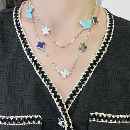 [⭐Hevara Jewelry]LUCKY CLOVER SILVER 11 MOTIF NECKLACE