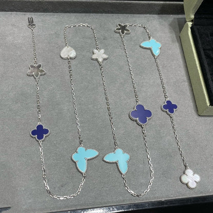[⭐Hevara Jewelry]LUCKY CLOVER SILVER 11 MOTIF NECKLACE