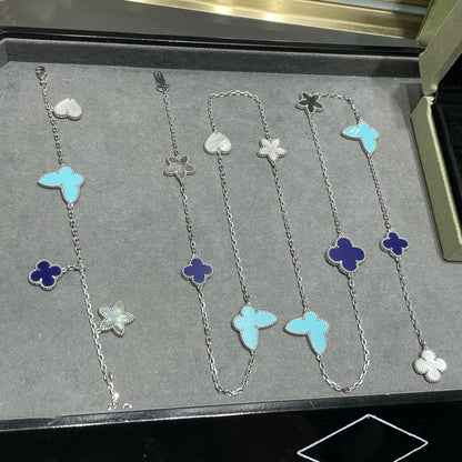 [⭐Hevara Jewelry]LUCKY CLOVER SILVER 11 MOTIF NECKLACE