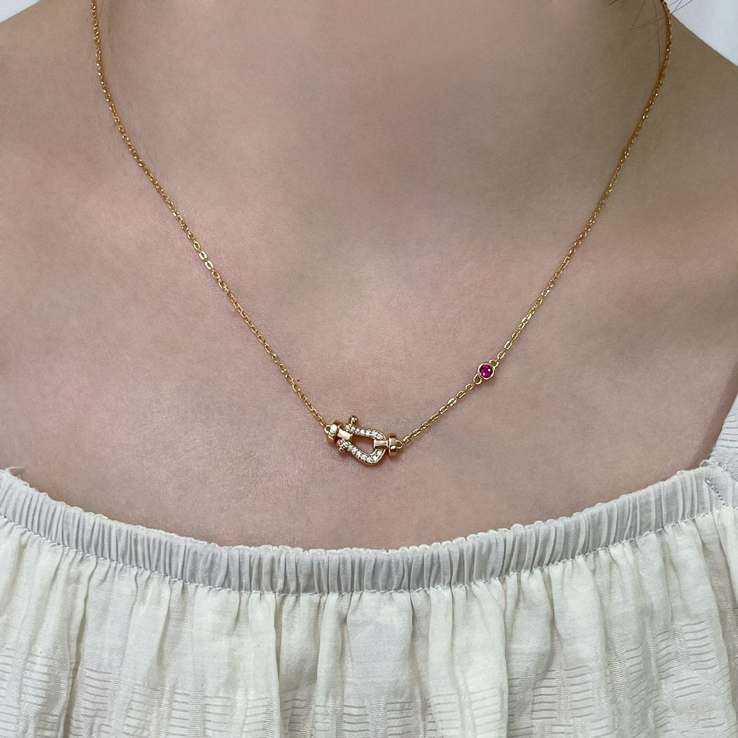 [⭐Hevara Jewelry]FORCE 10 DIAMOND PINK GOLD NECKLACE