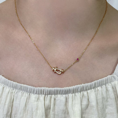 [⭐Hevara Jewelry]FORCE 10 DIAMOND PINK GOLD NECKLACE