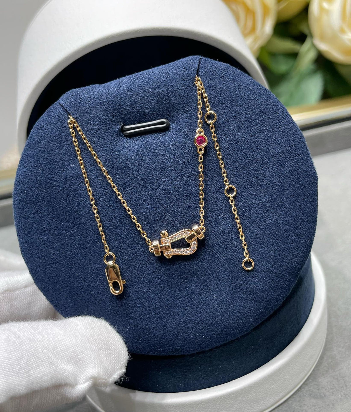 [⭐Hevara Jewelry]FORCE 10 DIAMOND PINK GOLD NECKLACE