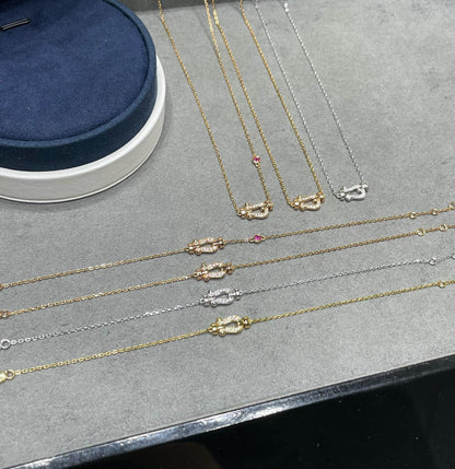 [⭐Hevara Jewelry]FORCE 10 DIAMOND PINK GOLD NECKLACE