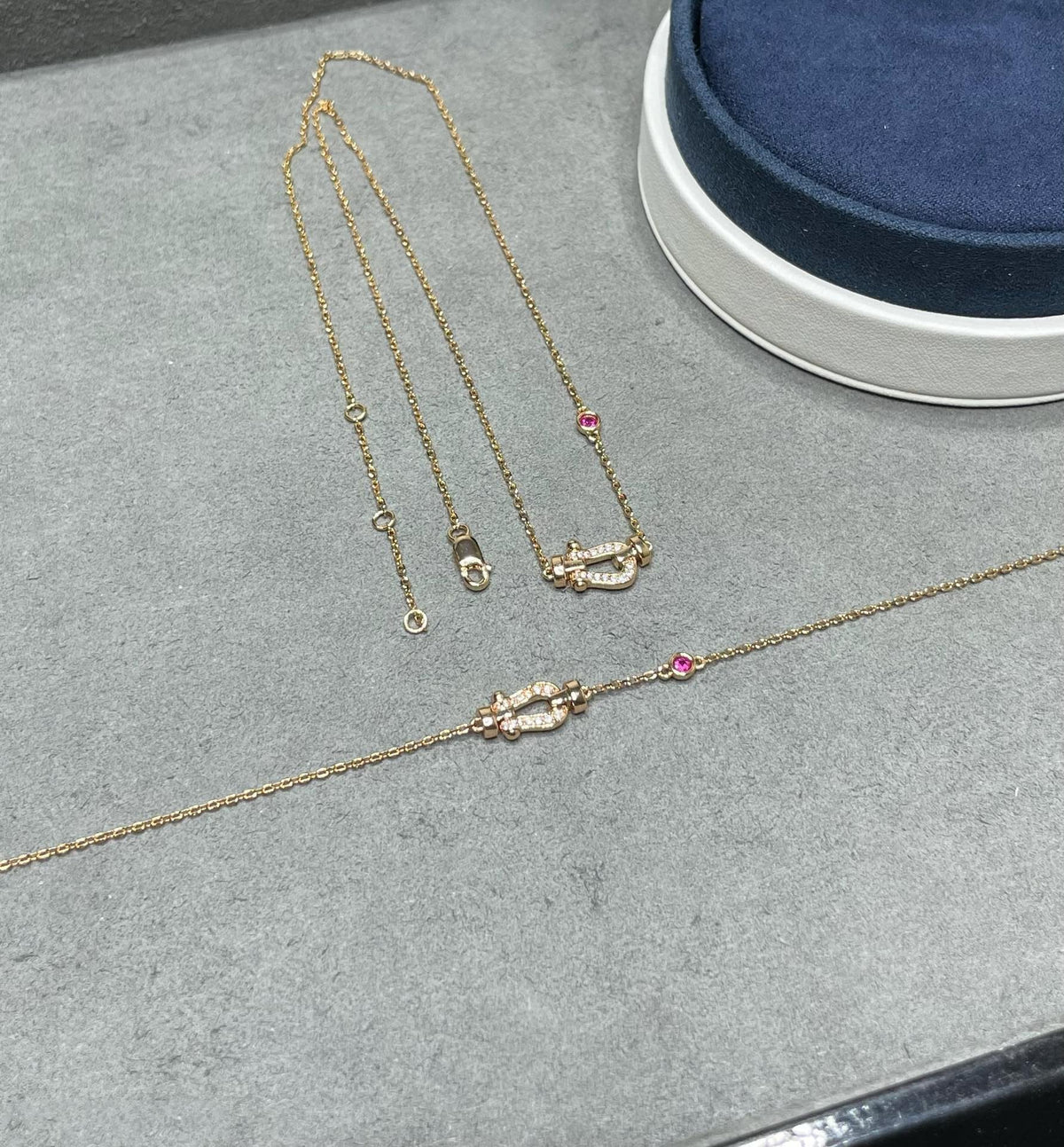 [⭐Hevara Jewelry]FORCE 10 DIAMOND PINK GOLD NECKLACE
