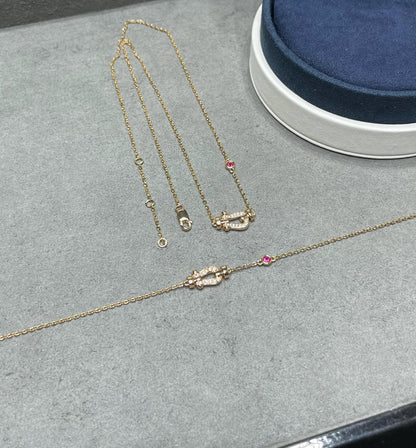[⭐Hevara Jewelry]FORCE 10 DIAMOND PINK GOLD NECKLACE