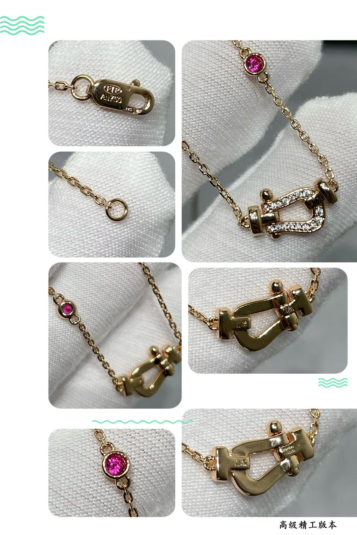 [⭐Hevara Jewelry]FORCE 10 DIAMOND PINK GOLD NECKLACE