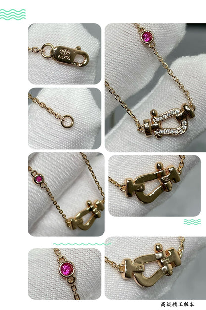 [⭐Hevara Jewelry]FORCE 10 DIAMOND PINK GOLD NECKLACE