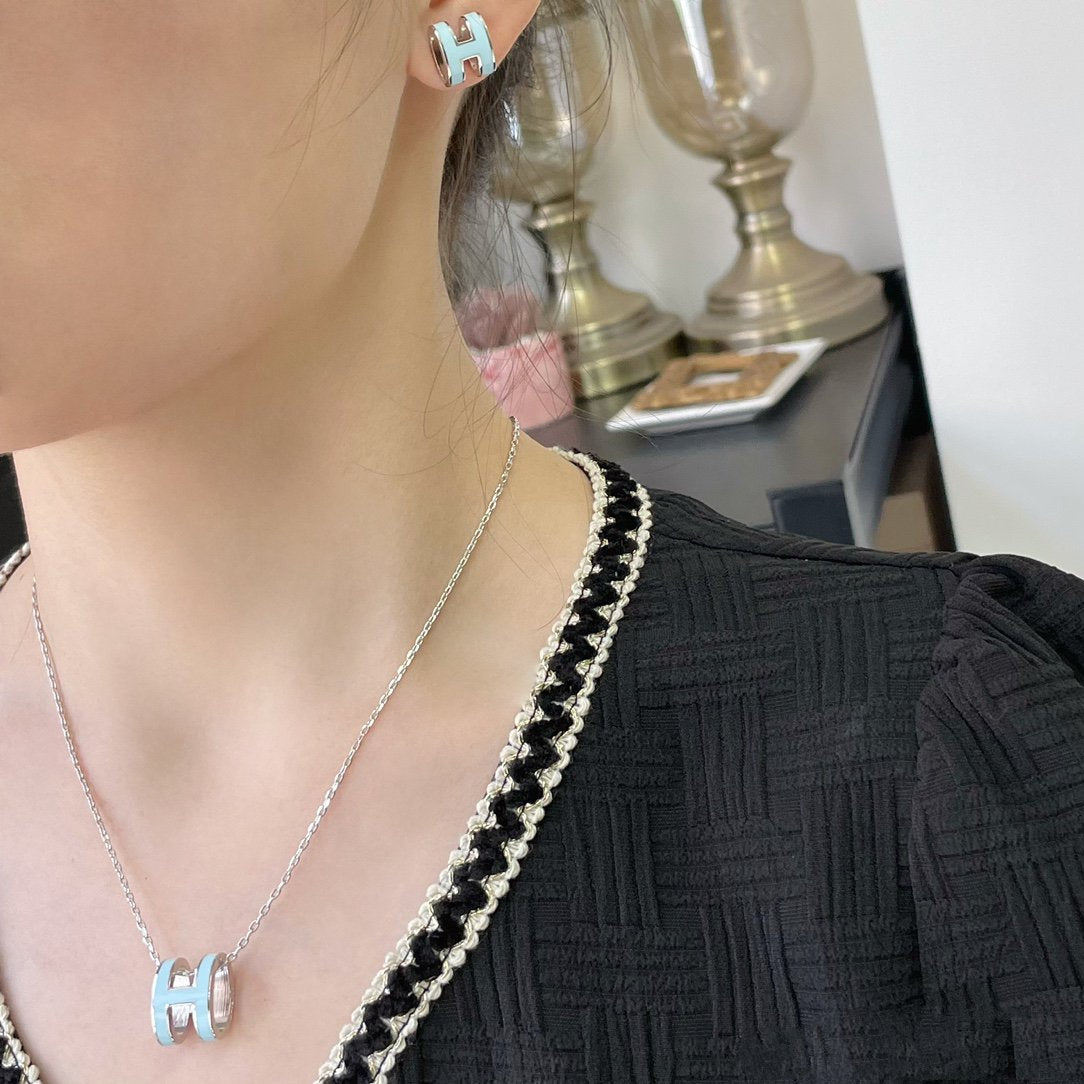[⭐Hevara Jewelry]POP H SKY BLUE NECKLACE