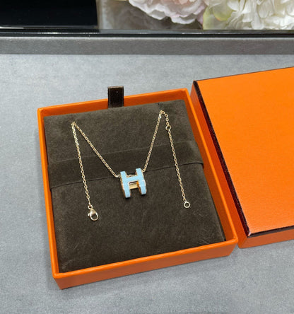 [⭐Hevara Jewelry]POP H SKY BLUE NECKLACE