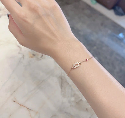 [⭐Hevara Jewelry]FORCE 10 DIAMOND CHAIN LINK PINK GOLD BRACELET