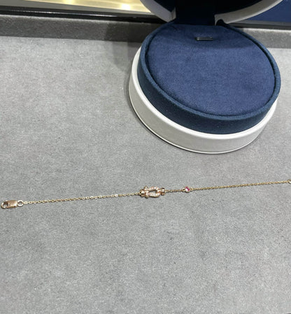 [⭐Hevara Jewelry]FORCE 10 DIAMOND CHAIN LINK PINK GOLD BRACELET