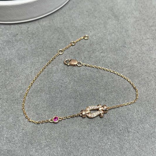 [⭐Hevara Jewelry]FORCE 10 DIAMOND CHAIN LINK PINK GOLD BRACELET