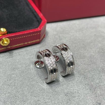 [⭐Hevara Jewelry]LOVE CERAMIC DIAMOND PAVED SILVER EARRINGS
