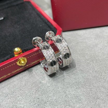 [⭐Hevara Jewelry]LOVE CERAMIC DIAMOND PAVED SILVER EARRINGS