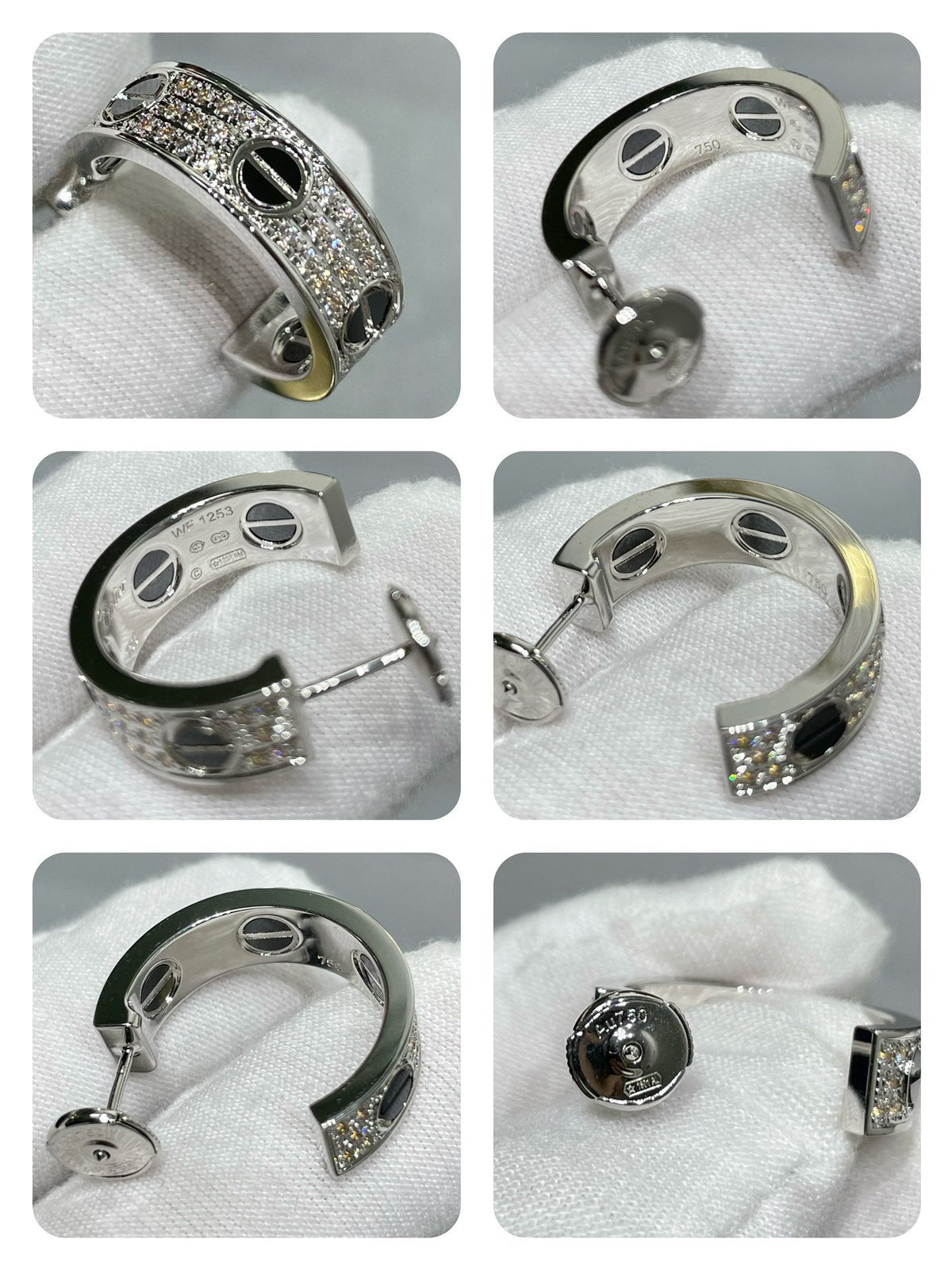 [⭐Hevara Jewelry]LOVE CERAMIC DIAMOND PAVED SILVER EARRINGS