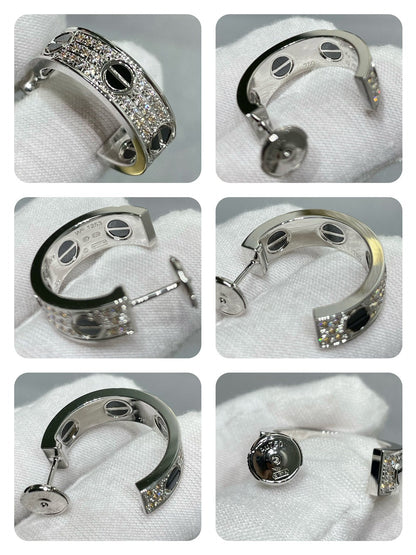 [⭐Hevara Jewelry]LOVE CERAMIC DIAMOND PAVED SILVER EARRINGS