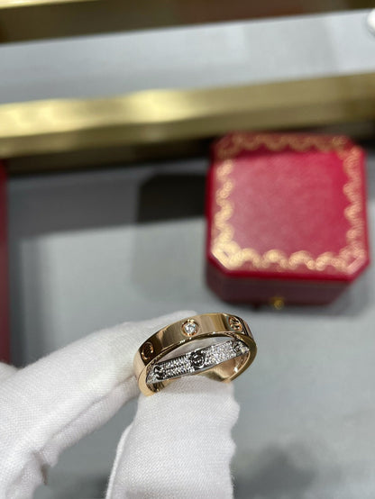 [⭐Hevara Jewelry]LOVE PINK GOLD SILVER DIAMOND DOUBLE RING