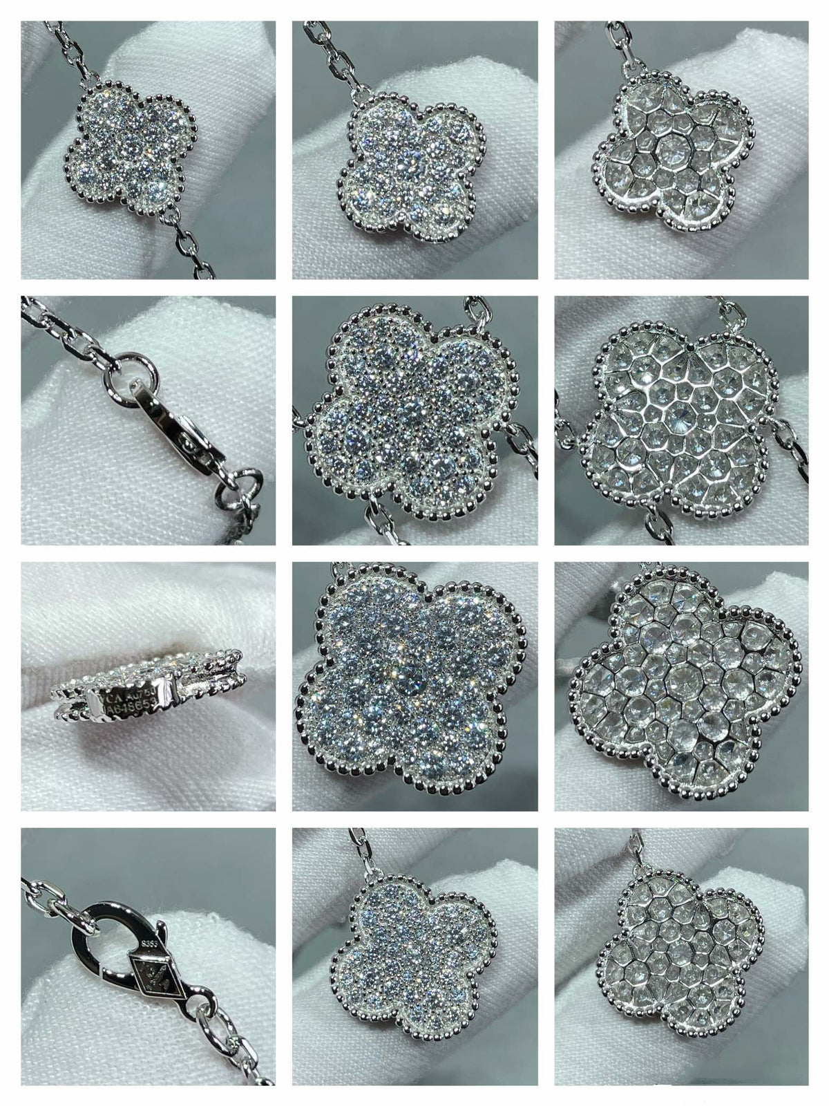 [⭐Hevara Jewelry]CLOVER 6 MOTIF DIAMOND PAVED NECKLACE