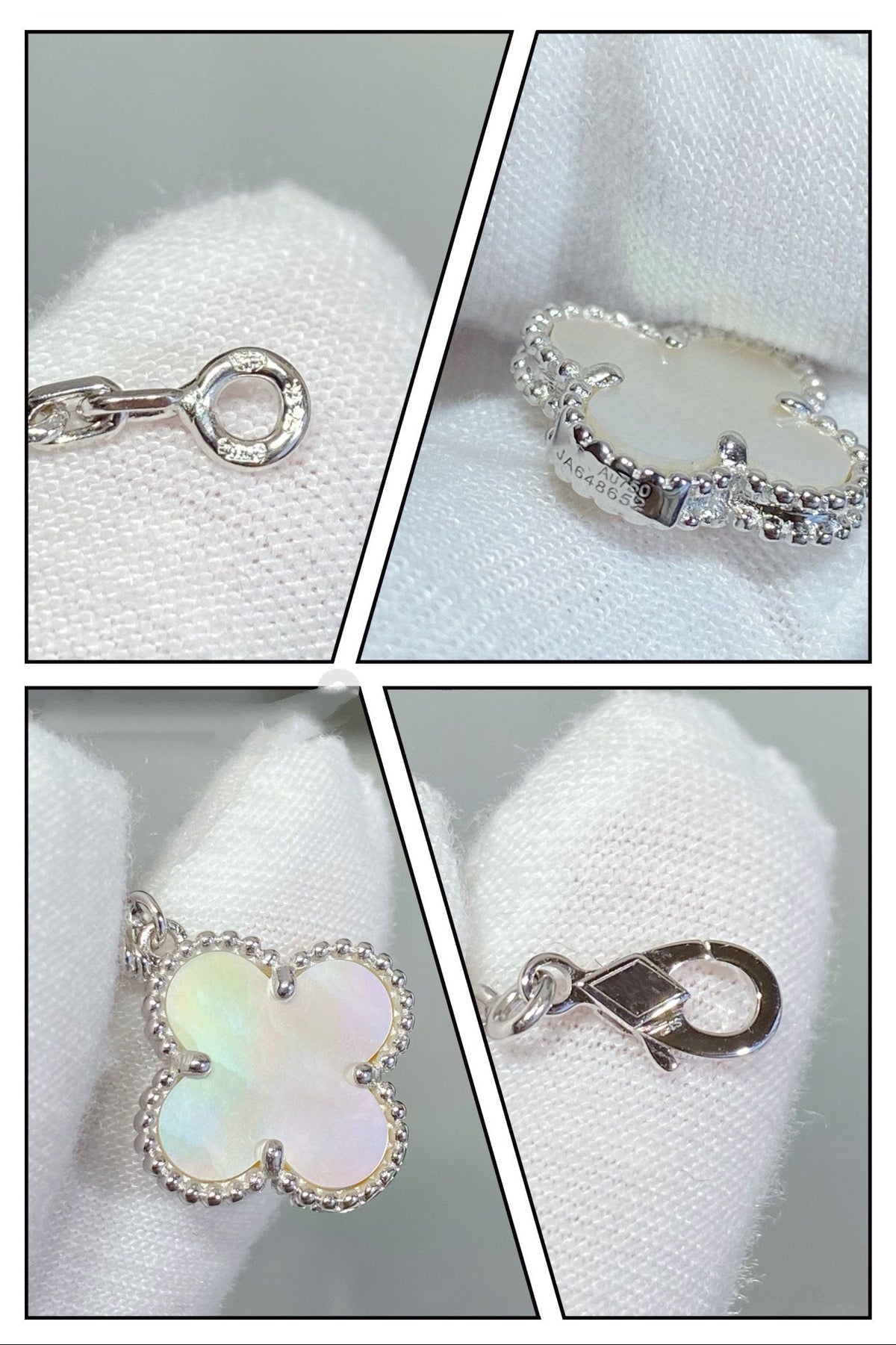 [⭐Hevara Jewelry]CLOVER 5 MOTIF WHITE MOP SILVER BRACELET