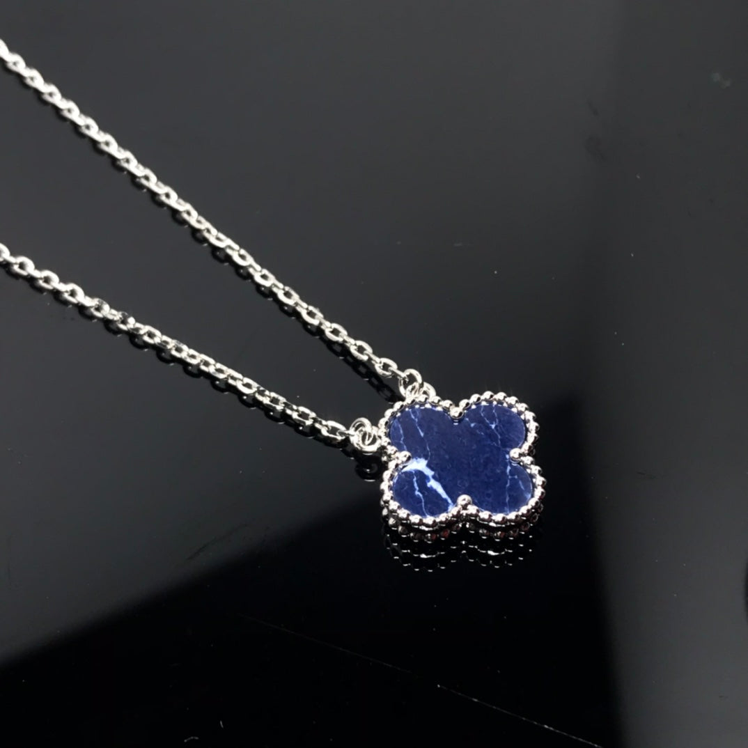 [⭐Hevara Jewelry]CLOVER PIETERSITE SILVER LONG NECKLACE