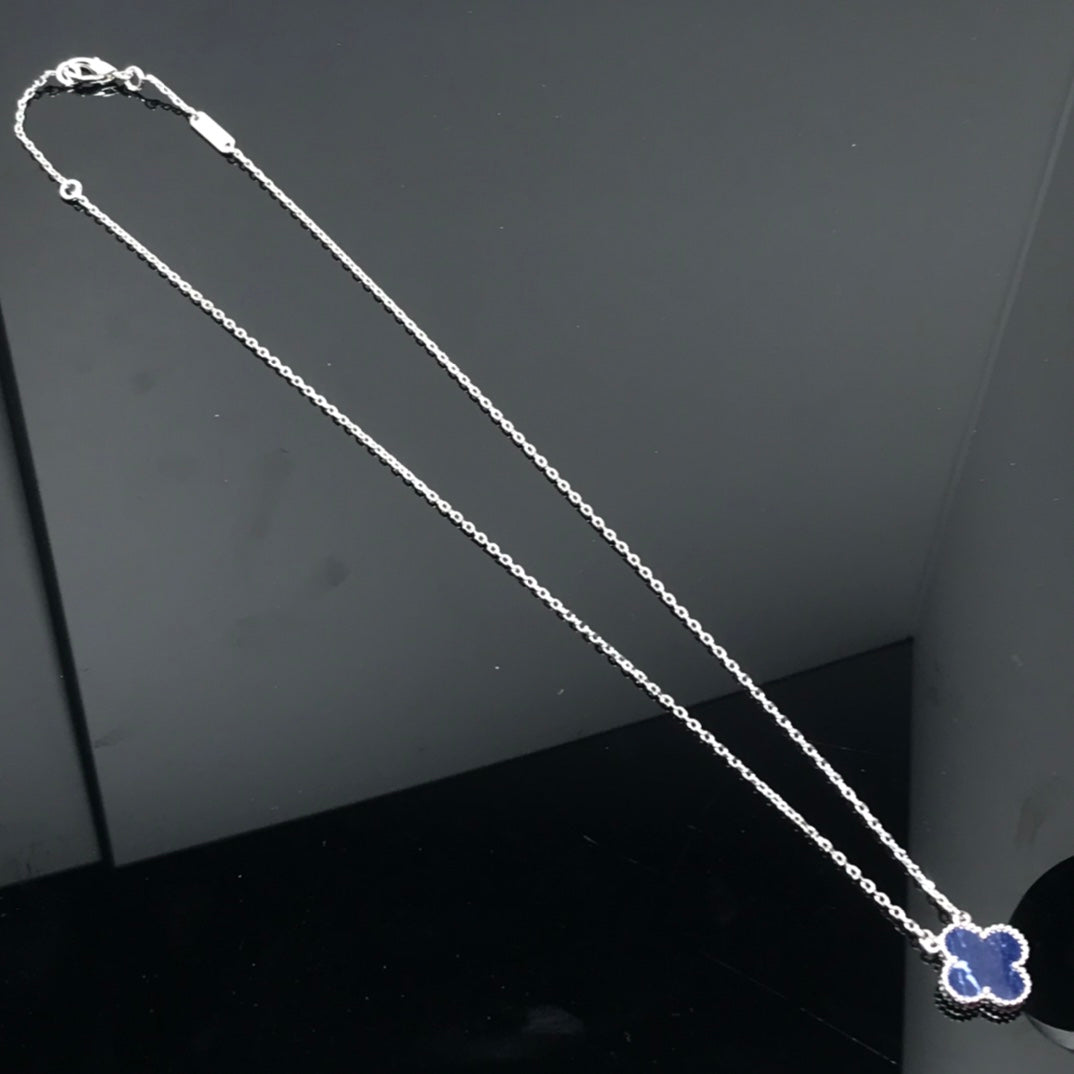 [⭐Hevara Jewelry]CLOVER PIETERSITE SILVER LONG NECKLACE