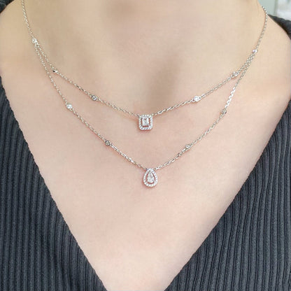 [⭐Hevara Jewelry]MY TWIN 2 ROW DIAMOND NECKLACE