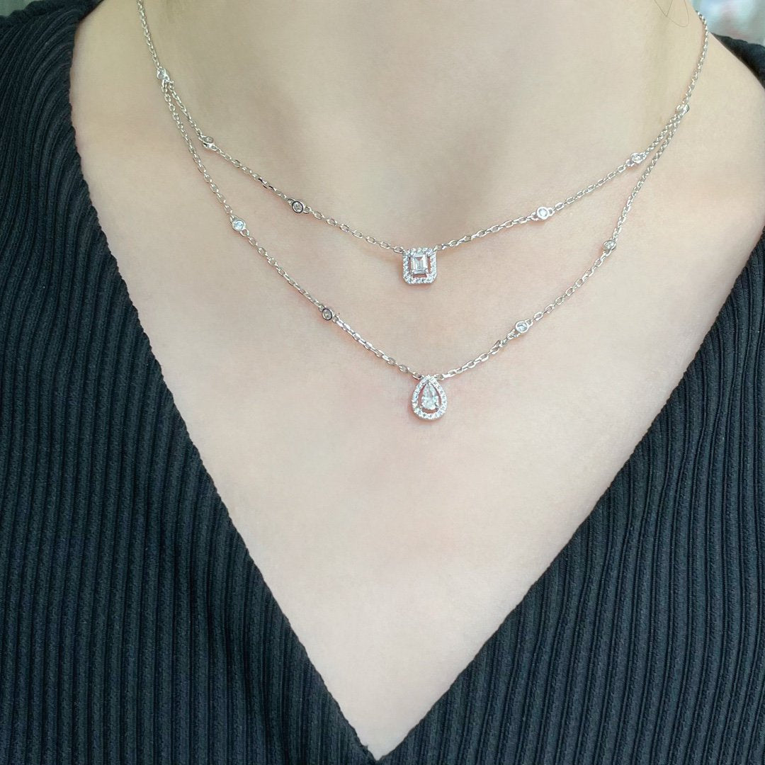 [⭐Hevara Jewelry]MY TWIN 2 ROW DIAMOND NECKLACE