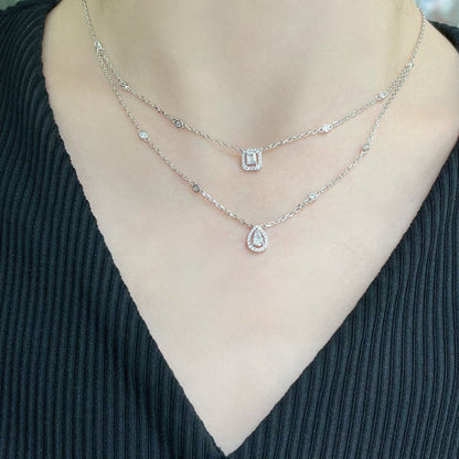 [⭐Hevara Jewelry]MY TWIN 2 ROW DIAMOND NECKLACE