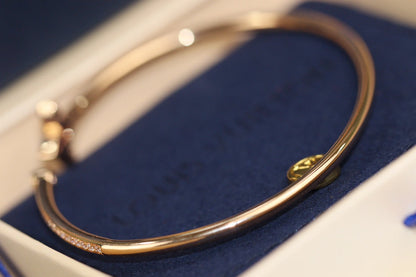 [⭐Hevara Jewelry]IDYLLE PINK GOLD OPEN BRACELET DIAMOND PAVED