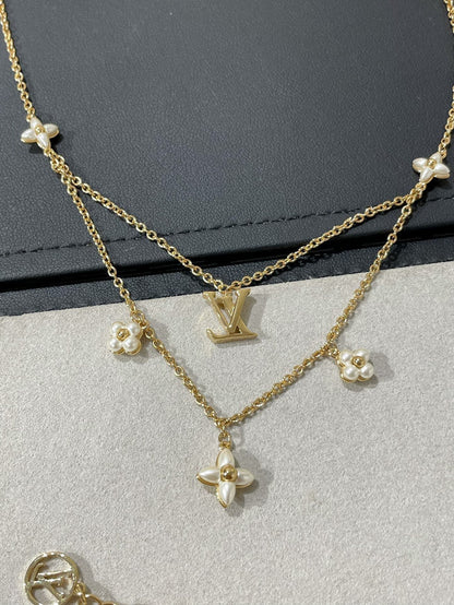 [⭐Hevara Jewelry]FLOWERGRAM GOLD MOP DOUBLE ROW NECKLACE