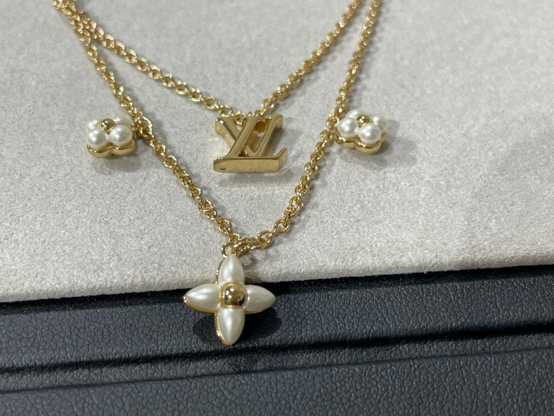 [⭐Hevara Jewelry]FLOWERGRAM GOLD MOP DOUBLE ROW NECKLACE