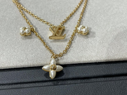 [⭐Hevara Jewelry]FLOWERGRAM GOLD MOP DOUBLE ROW NECKLACE