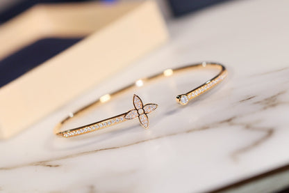 [⭐Hevara Jewelry]IDYLLE GOLD OPEN BRACELET DIAMOND PAVED